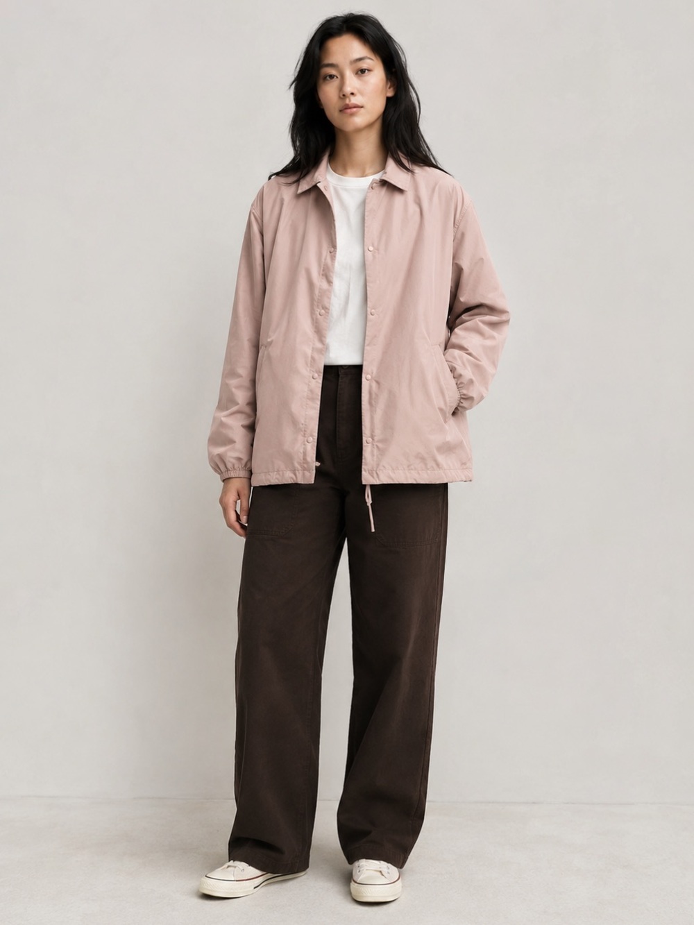 Herschel Supply Co. Coach Jacket Pink Women’s Size M Lightweight Snap Button